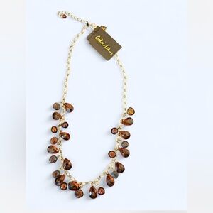 Cookie Lee Brown and Gold Beaded Drop Necklace